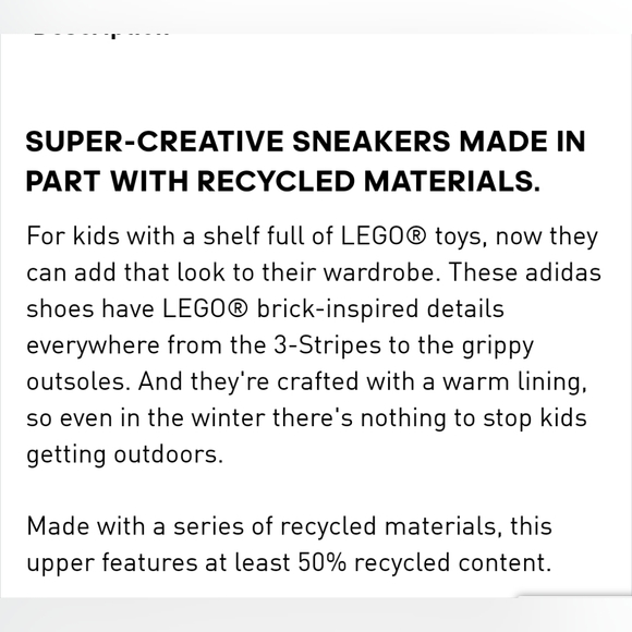 Adidas Lego Racer TR K Big Girl Size 6 - Picture 8 of 8